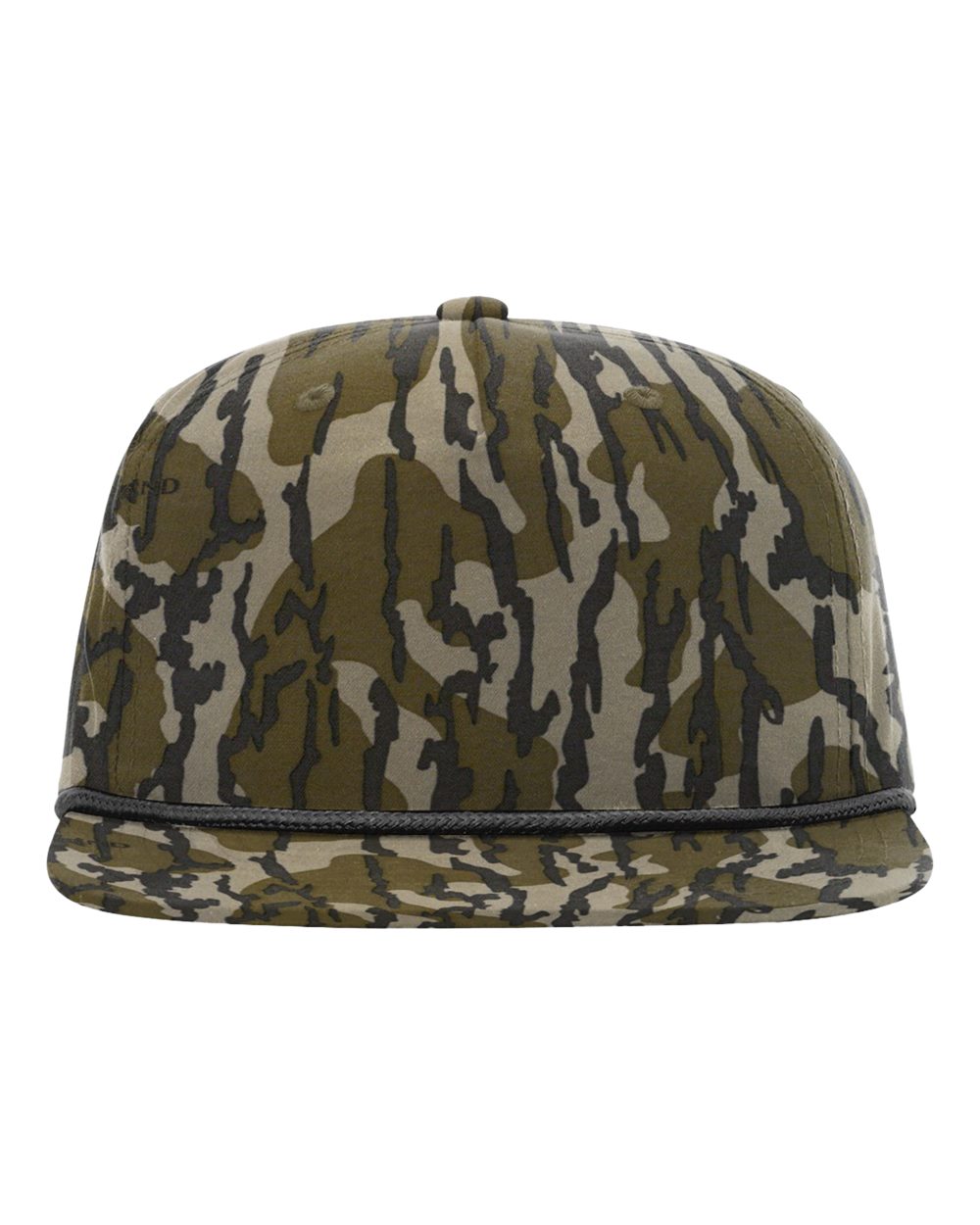 Front View of Mossy Oak Bottomland/ Black Printed Umpqua Gramps Cap - 256P