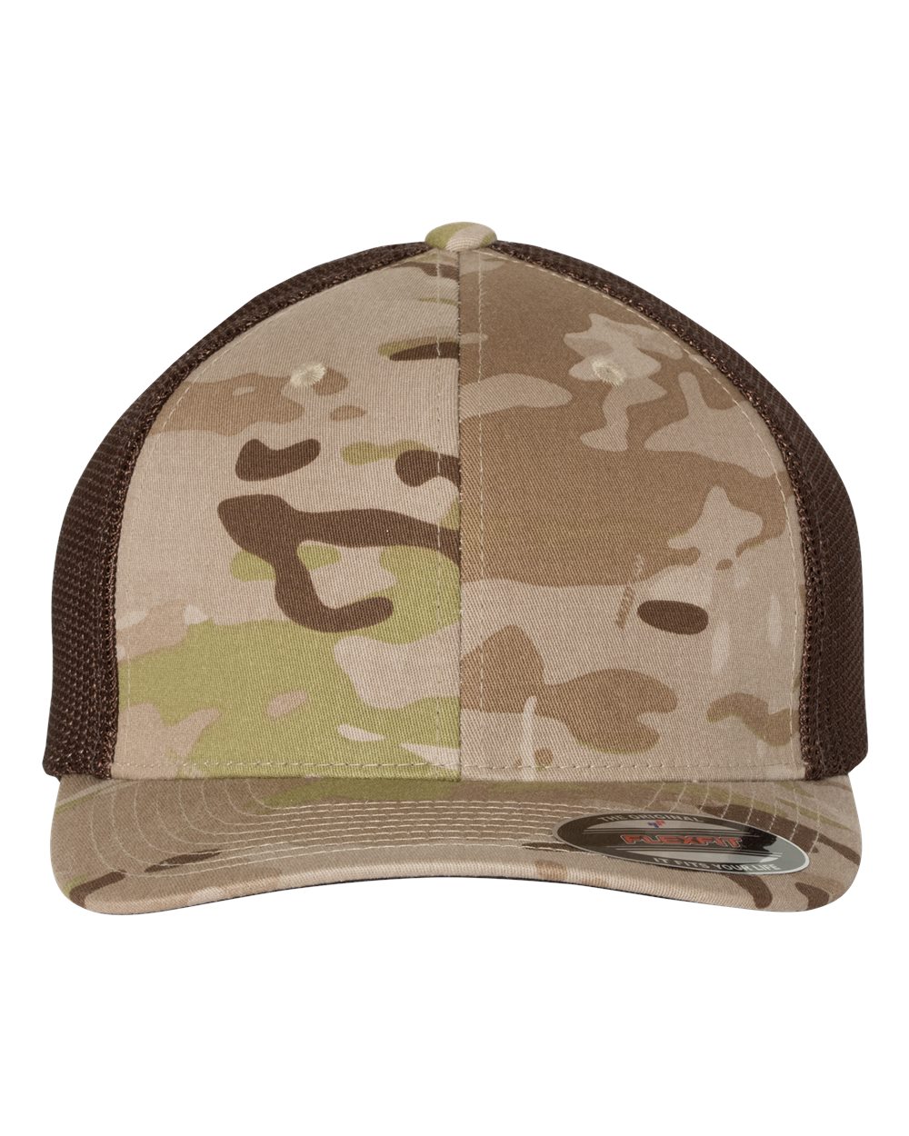 Front View of Multicam Arid/ Brown Trucker Cap - 6511