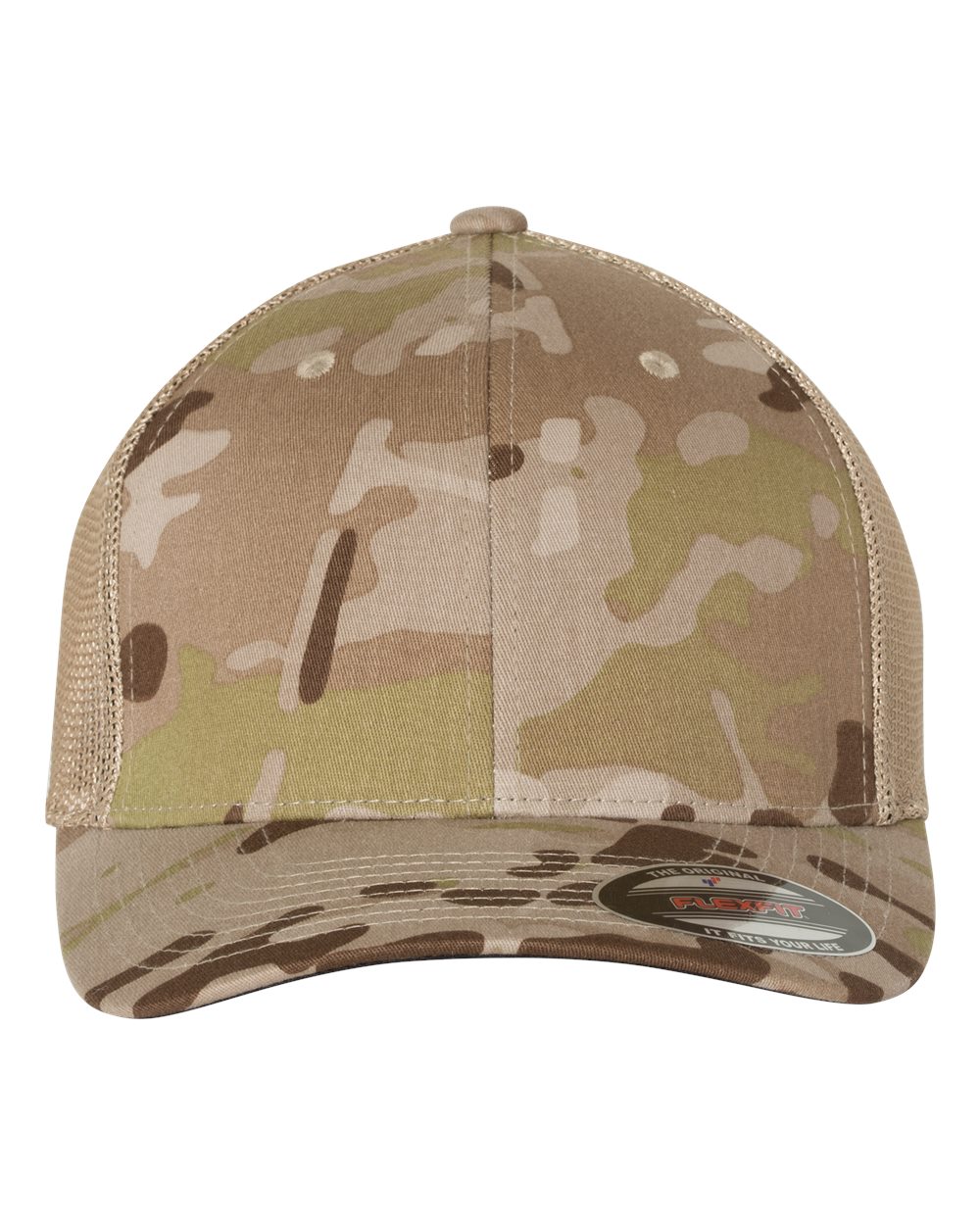 Front View of Multicam Arid/ Tan Trucker Cap - 6511