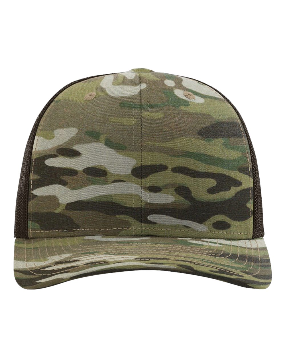 Front View of Multicam Original/ Coyote Brown Tactical Trucker Cap - 112PT