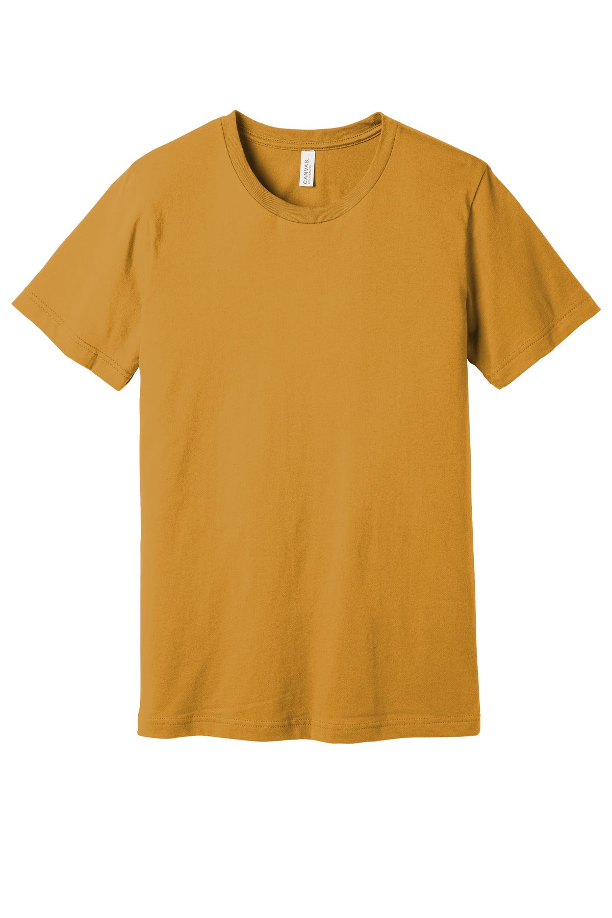 Front View of Mustard BELLA+CANVAS Unisex Jersey Short Sleeve Tee. BC3001