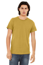 Front View of Mustard Tb BELLA+CANVAS Unisex Triblend Short Sleeve Tee. BC3413