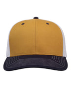 Front View of Mustard Yellow/ Navy/ White Everyday Trucker Cap - GB452E