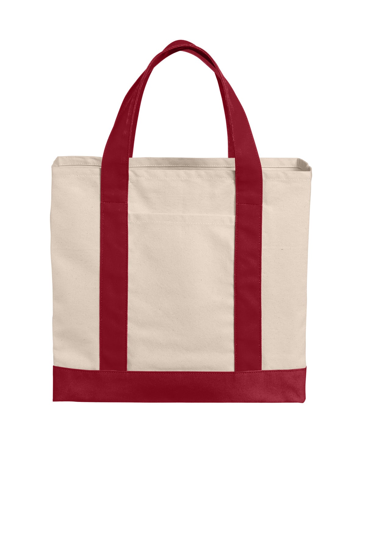 Front View of Nat/DeepRd Port Authority Cotton Canvas Two-Tone Tote BG429