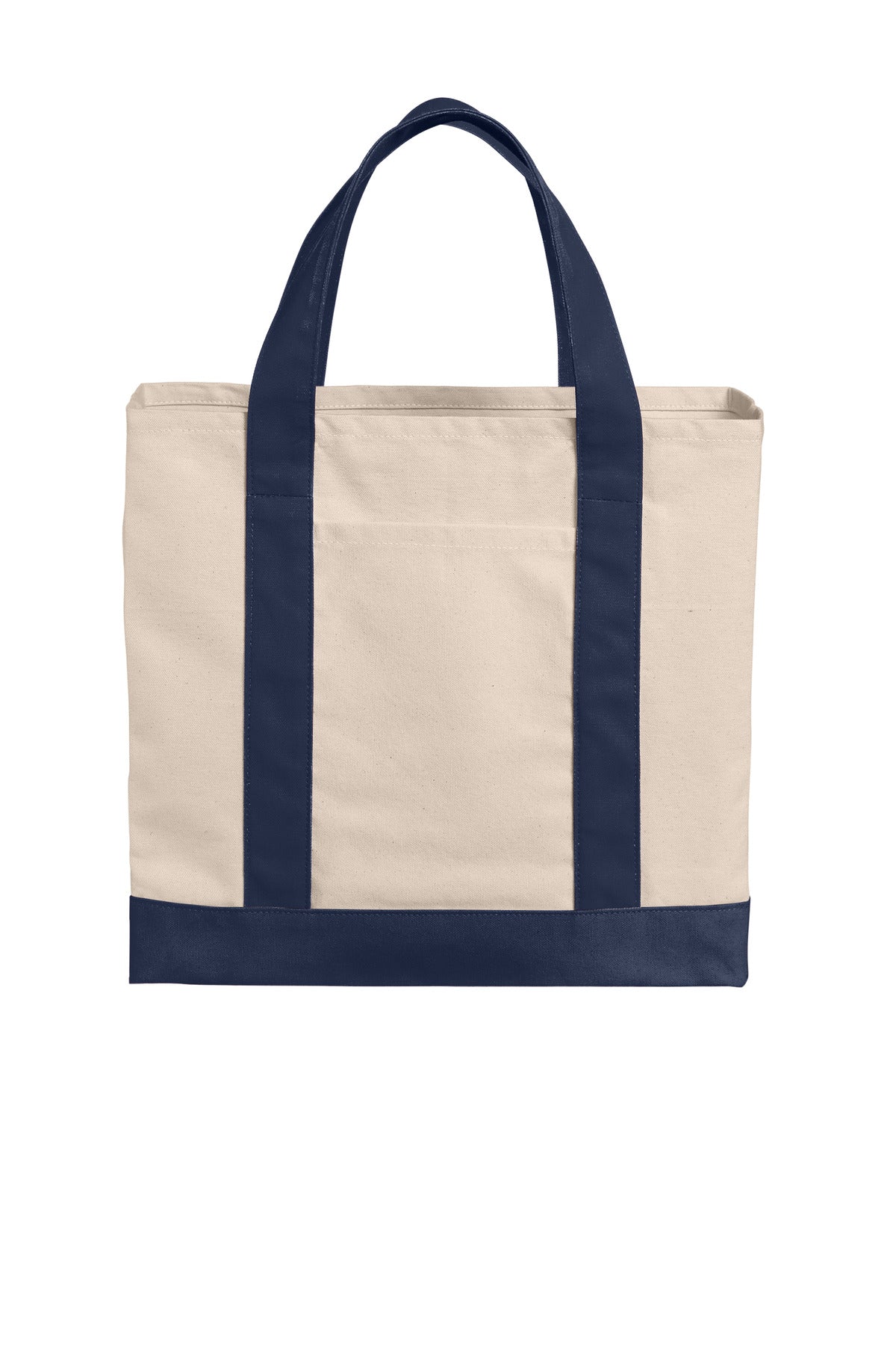 Front View of Nat/RvBlNv Port Authority Cotton Canvas Two-Tone Tote BG429