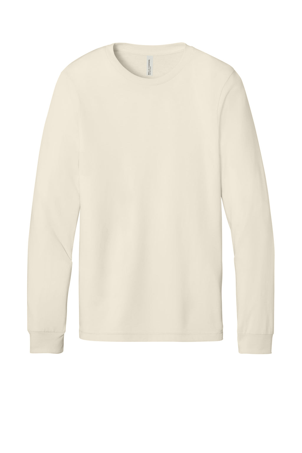 Front View of Natural BELLA+CANVAS Unisex Jersey Long Sleeve Tee. BC3501