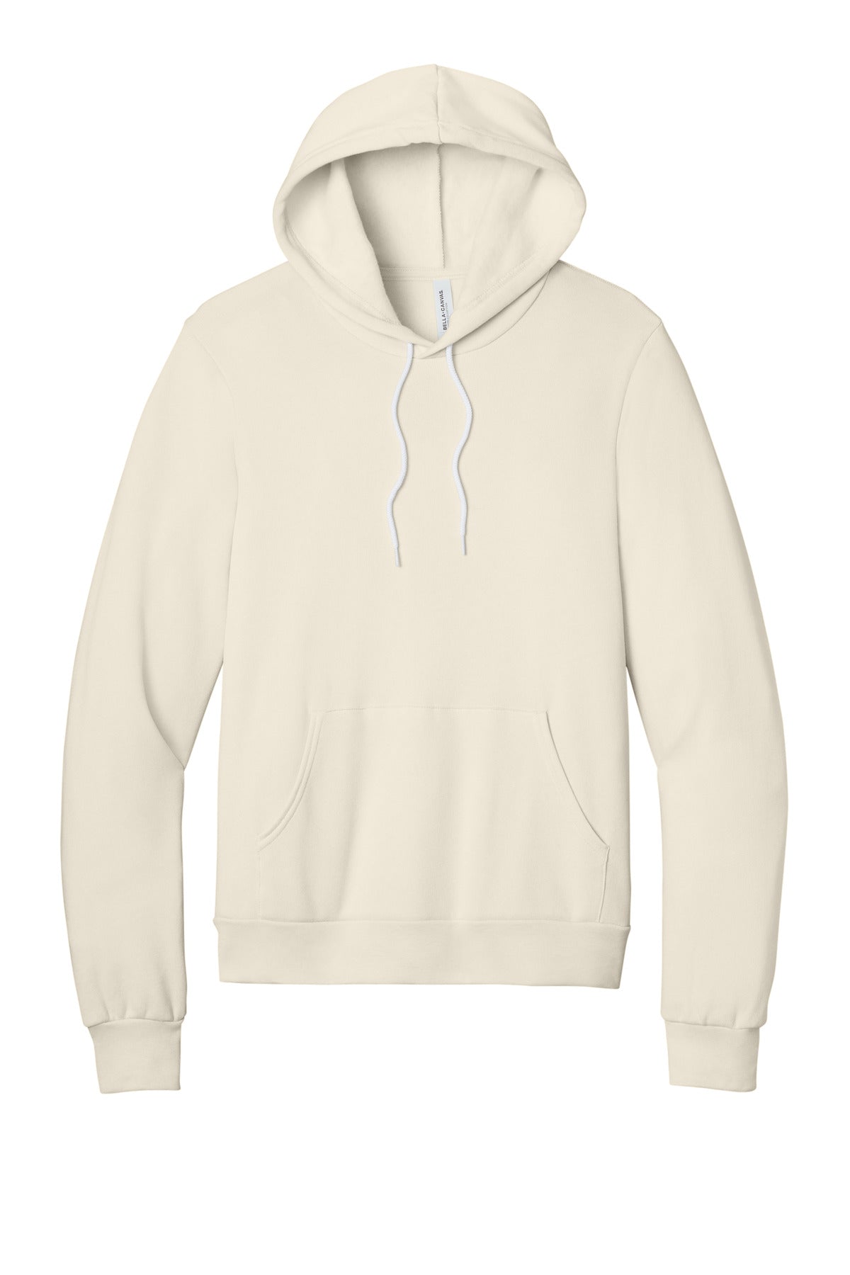 Front View of Natural BELLA+CANVAS Unisex Sponge Fleece Pullover Hoodie. BC3719