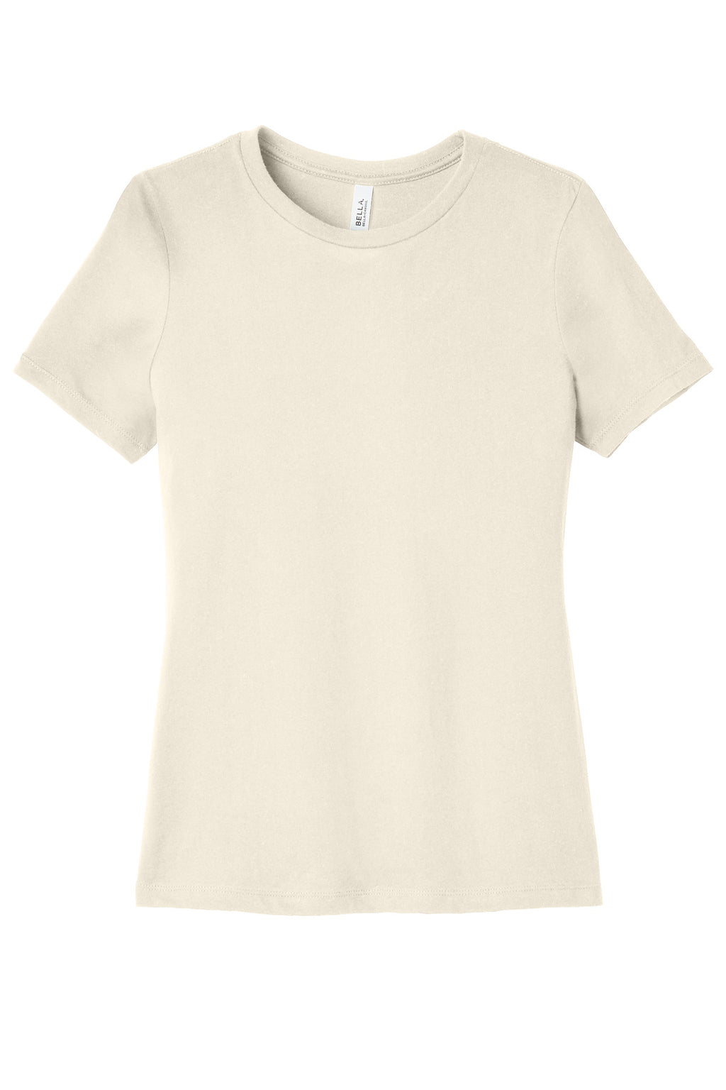 Front View of Natural BELLA+CANVAS Women's Relaxed Jersey Short Sleeve Tee. BC6400