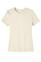 Front View of Natural BELLA+CANVAS Women's Relaxed Jersey Short Sleeve Tee. BC6400