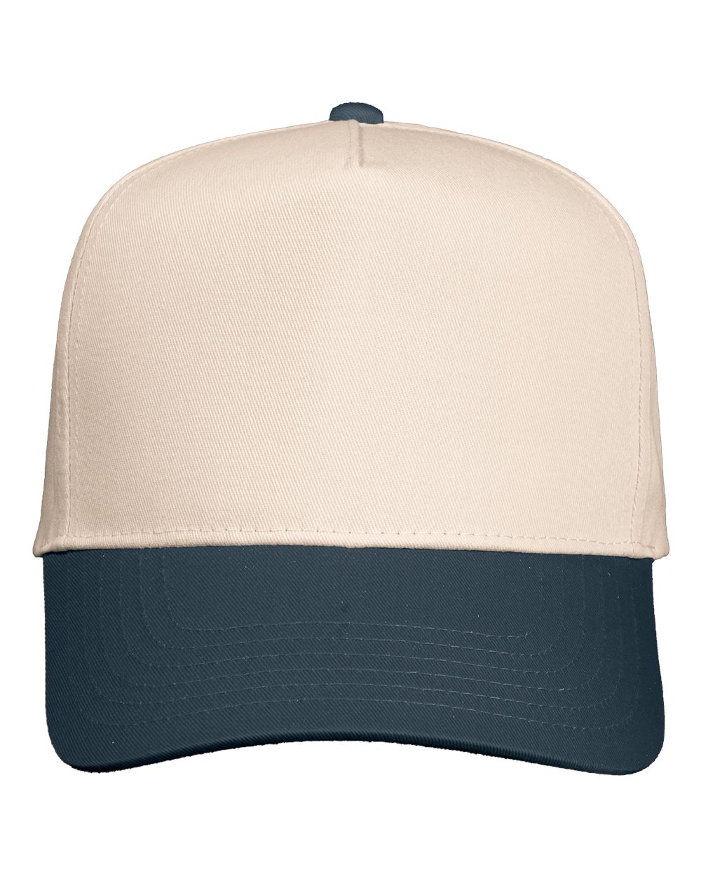 Front View of Natural/ Charcoal Five-Panel Twill Cap - 8869