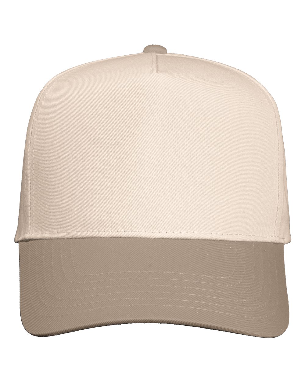 Front View of Natural/ Khaki Five-Panel Twill Cap - 8869