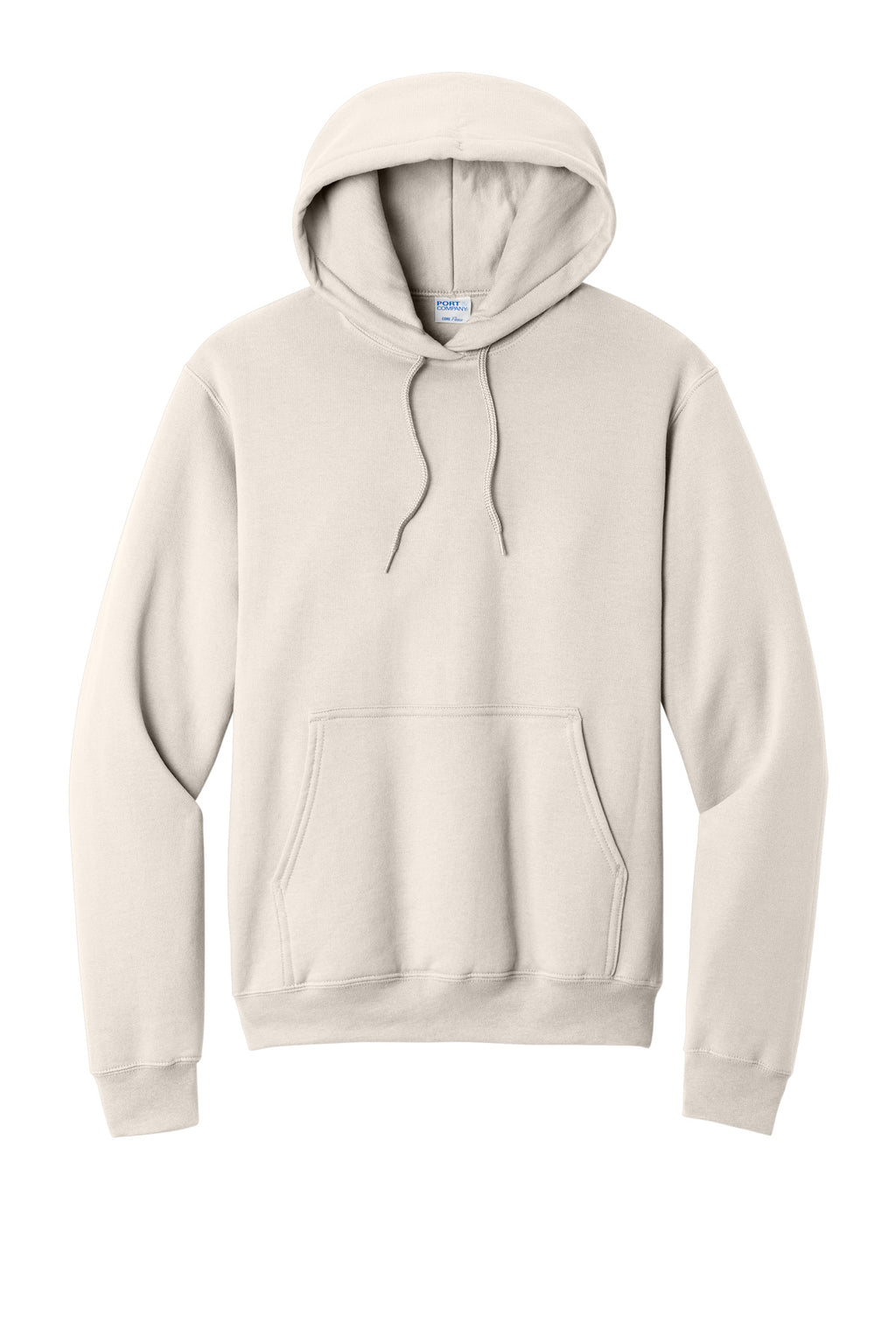 Front View of Natural Port & Co Core Fleece Pullover Hooded Sweatshirt. PC78H