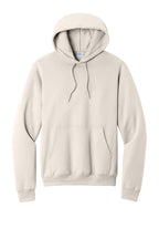 Front View of Natural Port & Co Core Fleece Pullover Hooded Sweatshirt. PC78H