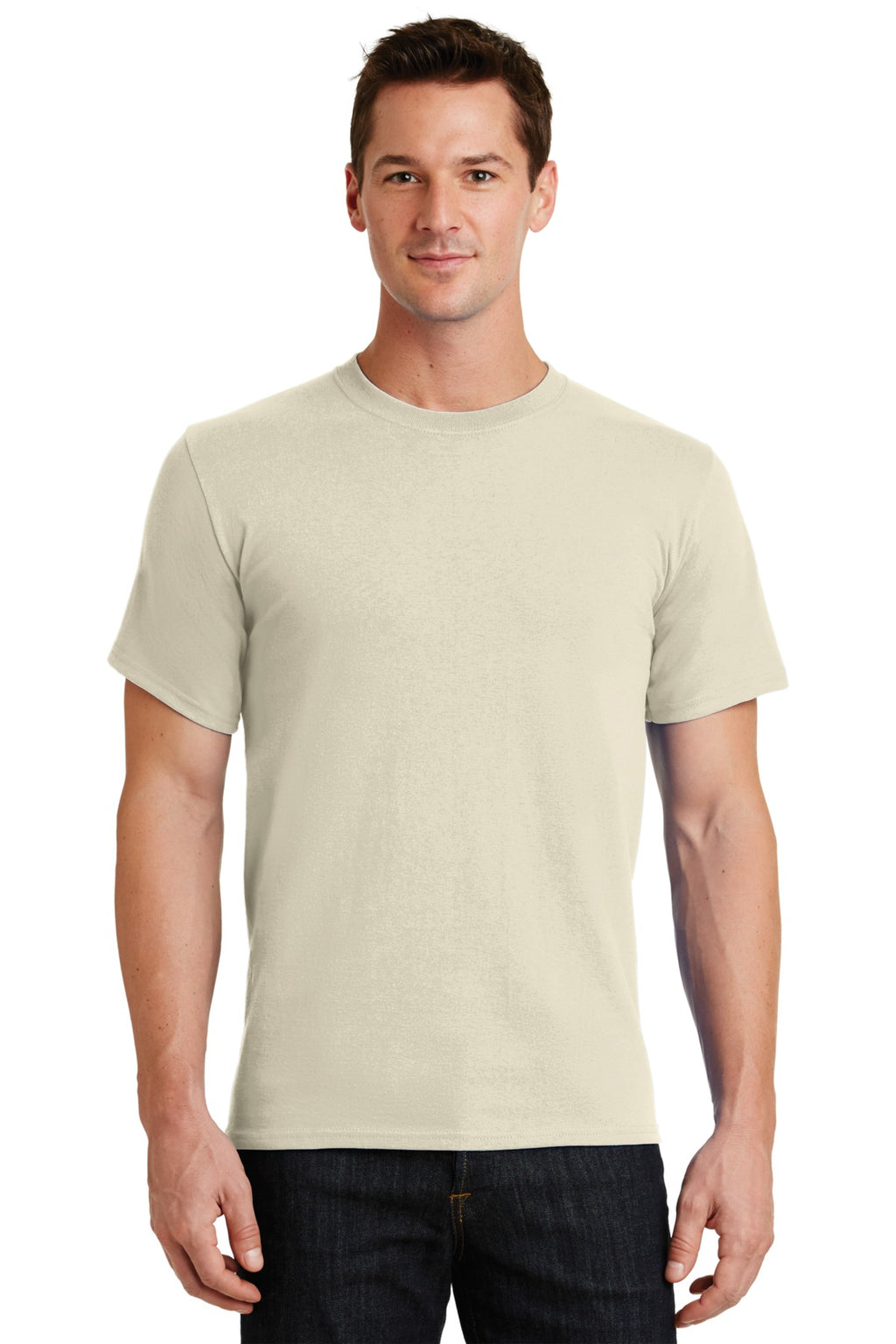 Front View of Natural Port & Co Essential Tee. PC61
