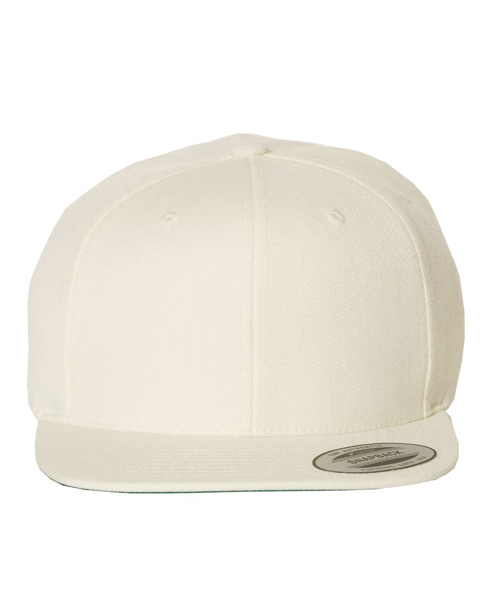 Front View of Natural Premium Flat Bill Snapback Cap - 6089M