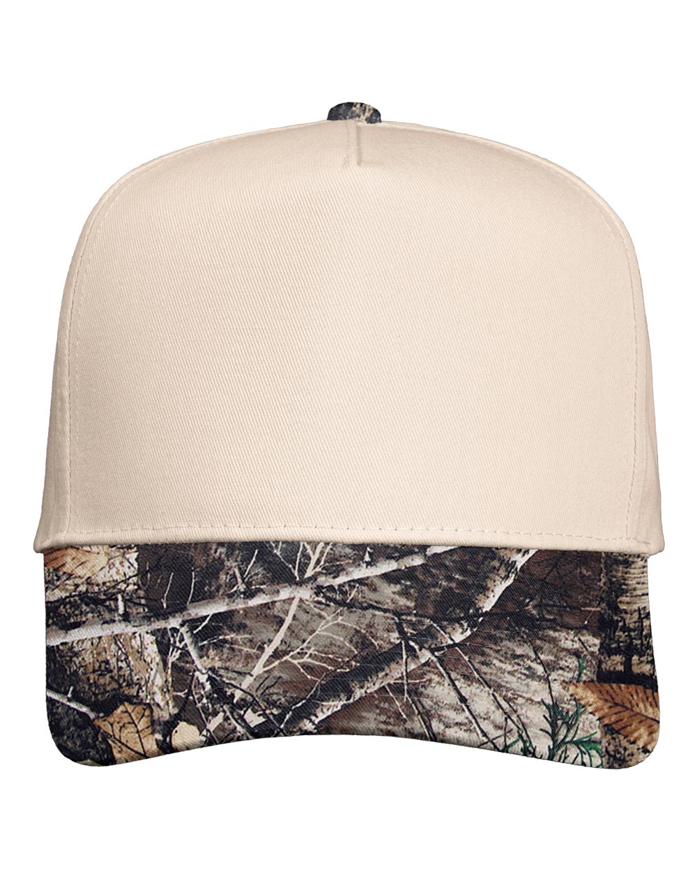 Front View of Natural/ Realtree All Purpose Five-Panel Twill Cap - 8869