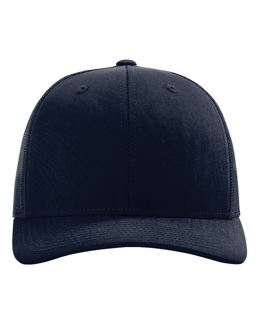 Front View of Navy 112+ R-Flex Adjustable Trucker Cap - 112PL