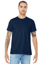 Front View of Navy BELLA+CANVAS Unisex Jersey Short Sleeve Tee. BC3001