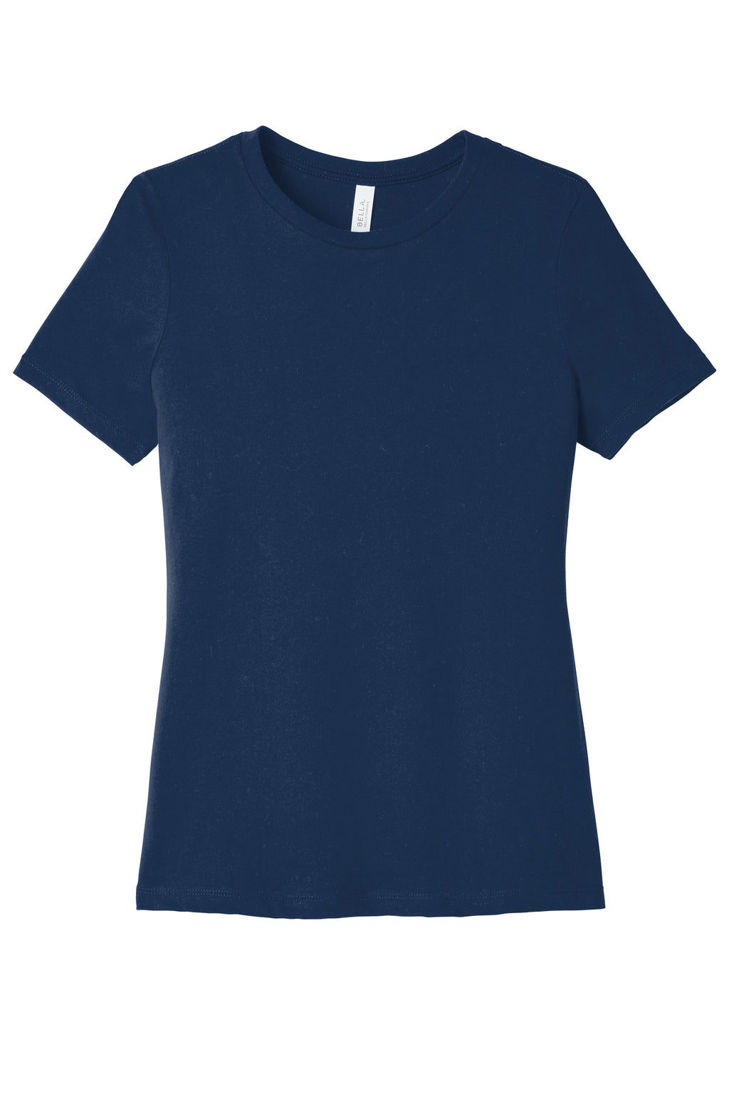 Front View of Navy BELLA+CANVAS Women's Relaxed Jersey Short Sleeve Tee. BC6400