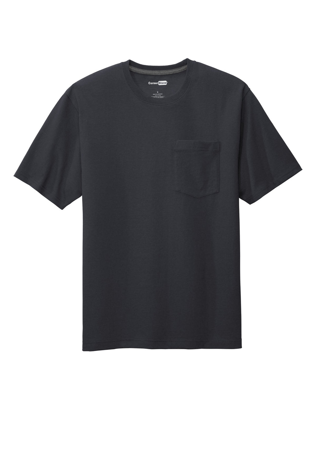 Front View of Navy Blue CornerStone Workwear Pocket Tee CS430