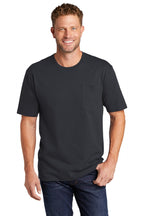 Front View of Navy Blue CornerStone Workwear Pocket Tee CS430