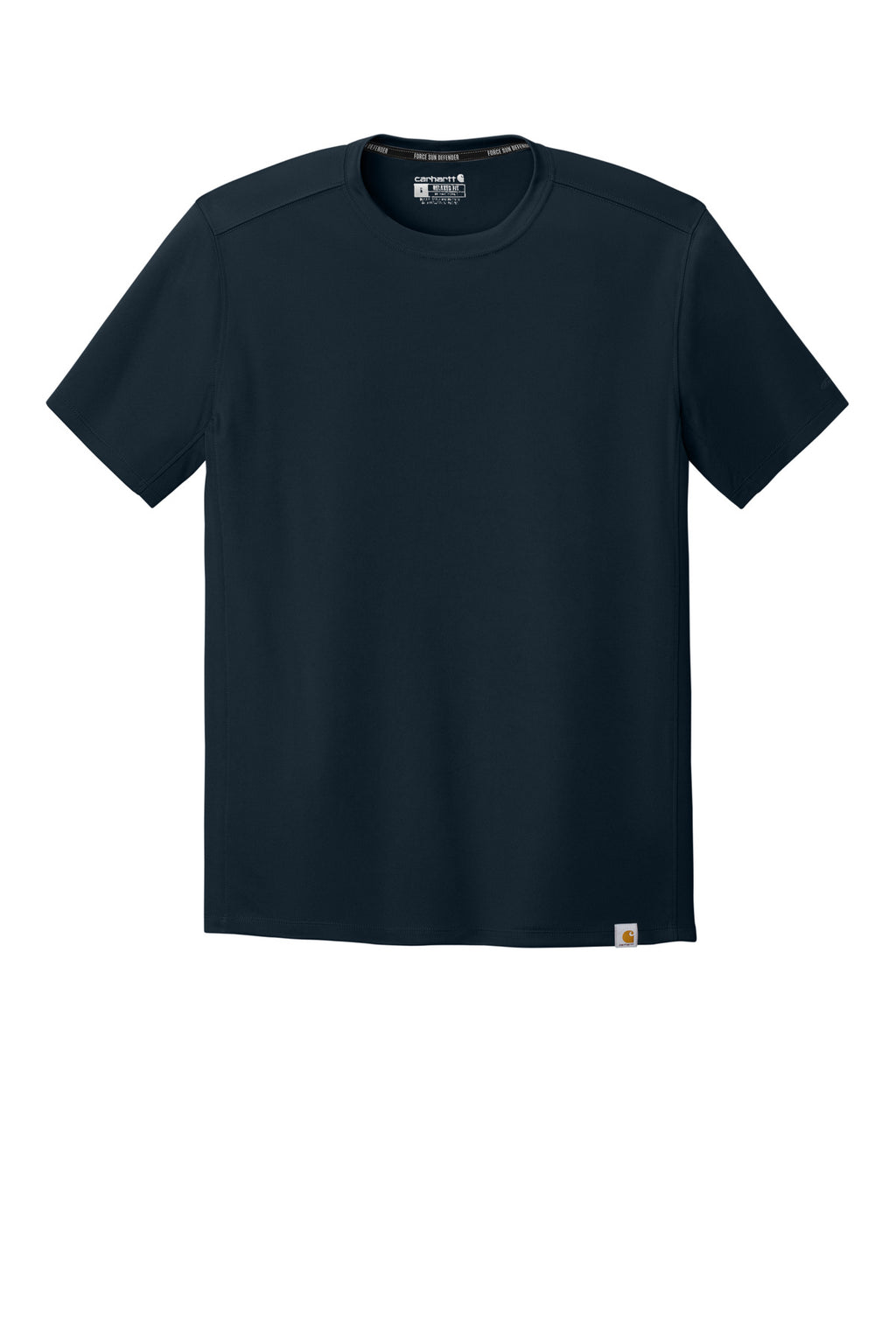 Front View of Navy Carhartt Force Sun Defender Short Sleeve T-Shirt CT106868