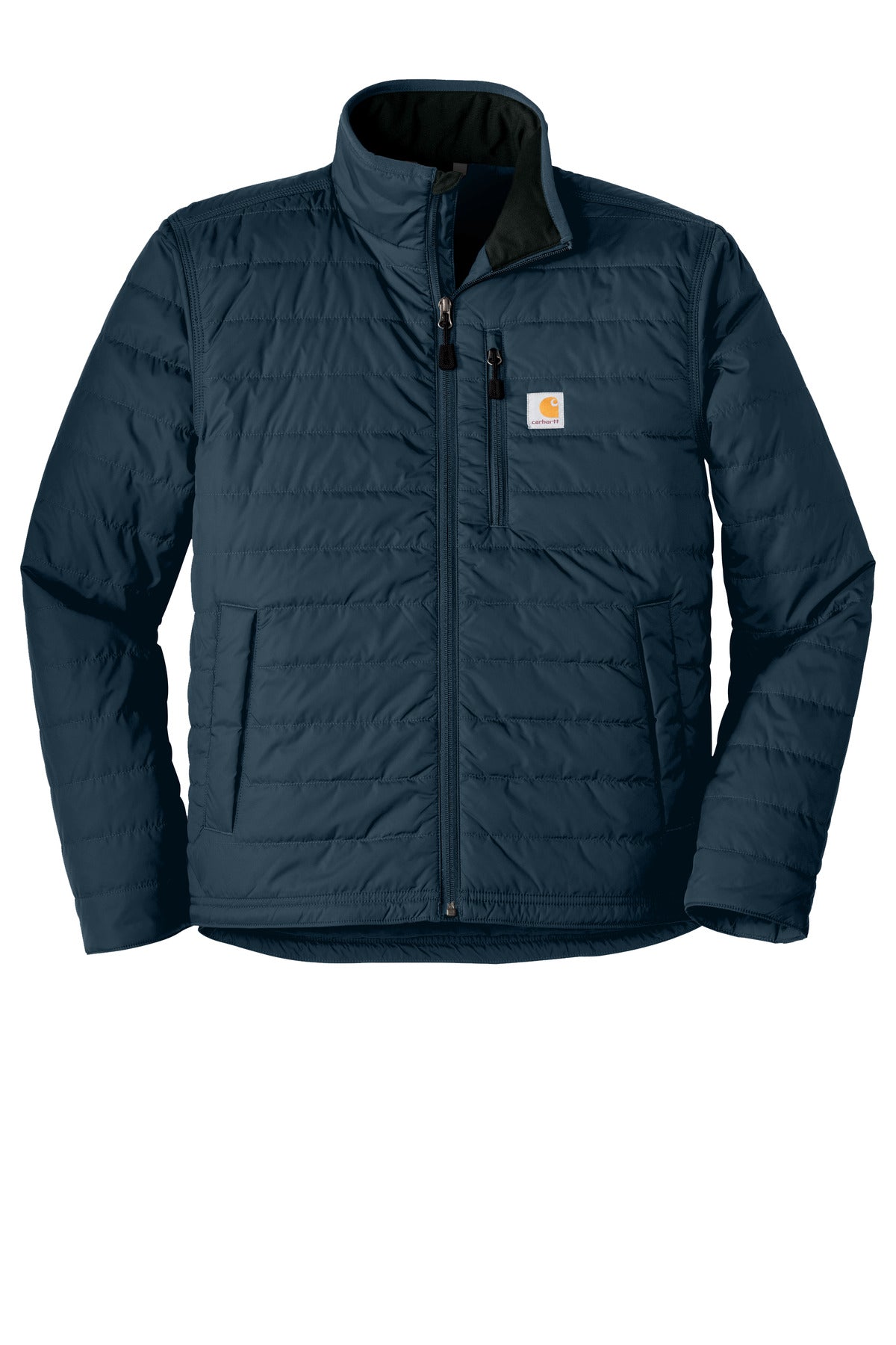 Front View of Navy Carhartt Gilliam Jacket. CT102208