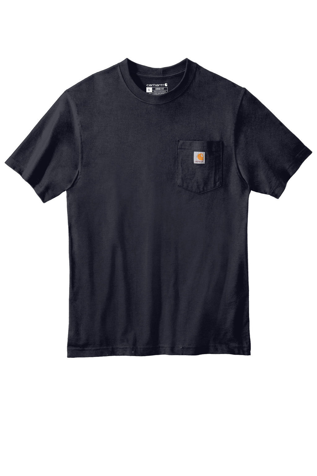 Front View of Navy Carhartt Workwear Pocket Short Sleeve T-Shirt. CTK87