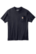 Front View of Navy Carhartt Workwear Pocket Short Sleeve T-Shirt. CTK87