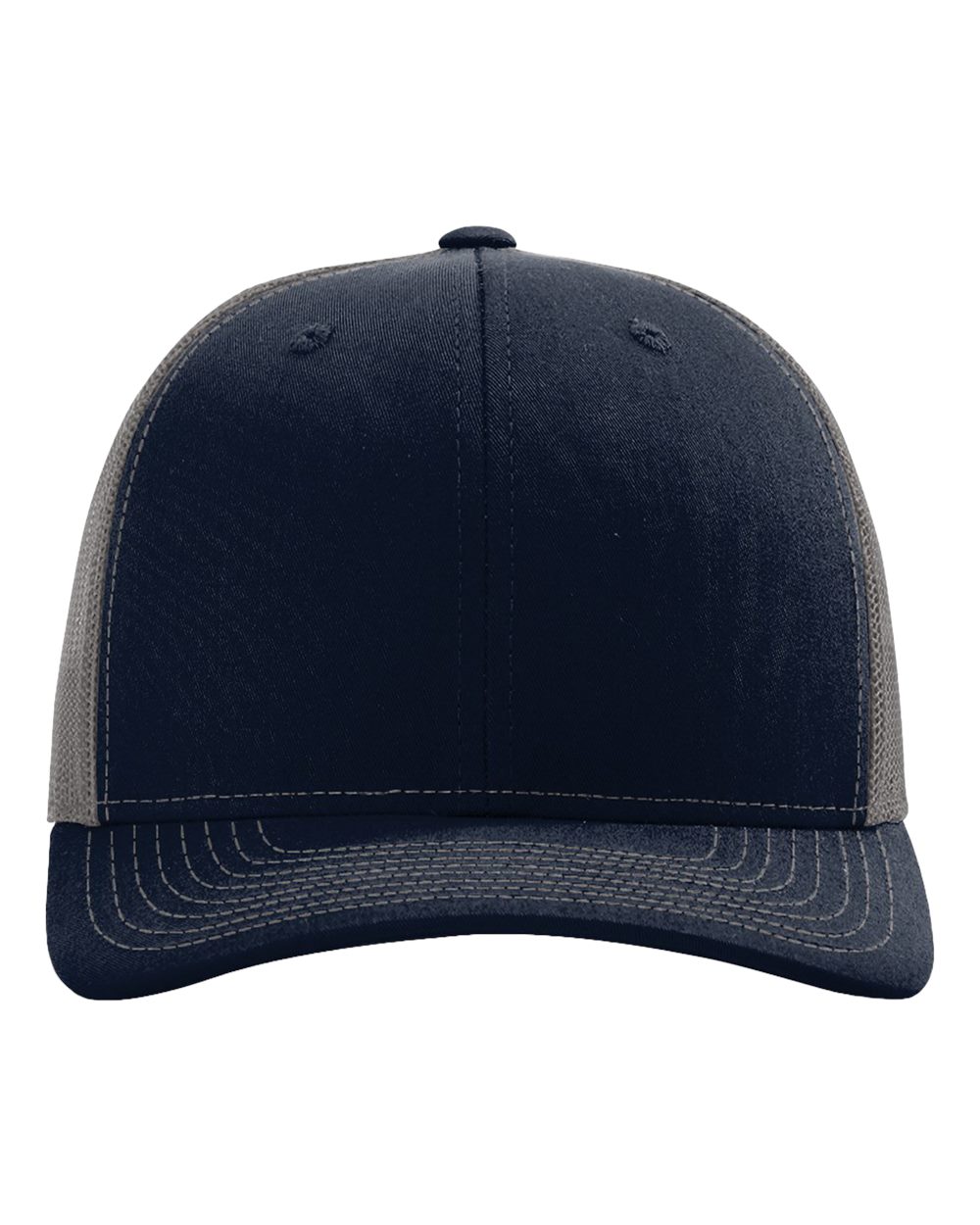 Front View of Navy/ Charcoal Snapback Trucker Cap - 112
