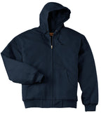 Front View of Navy CornerStone - Duck Cloth Hooded Work Jacket. J763H