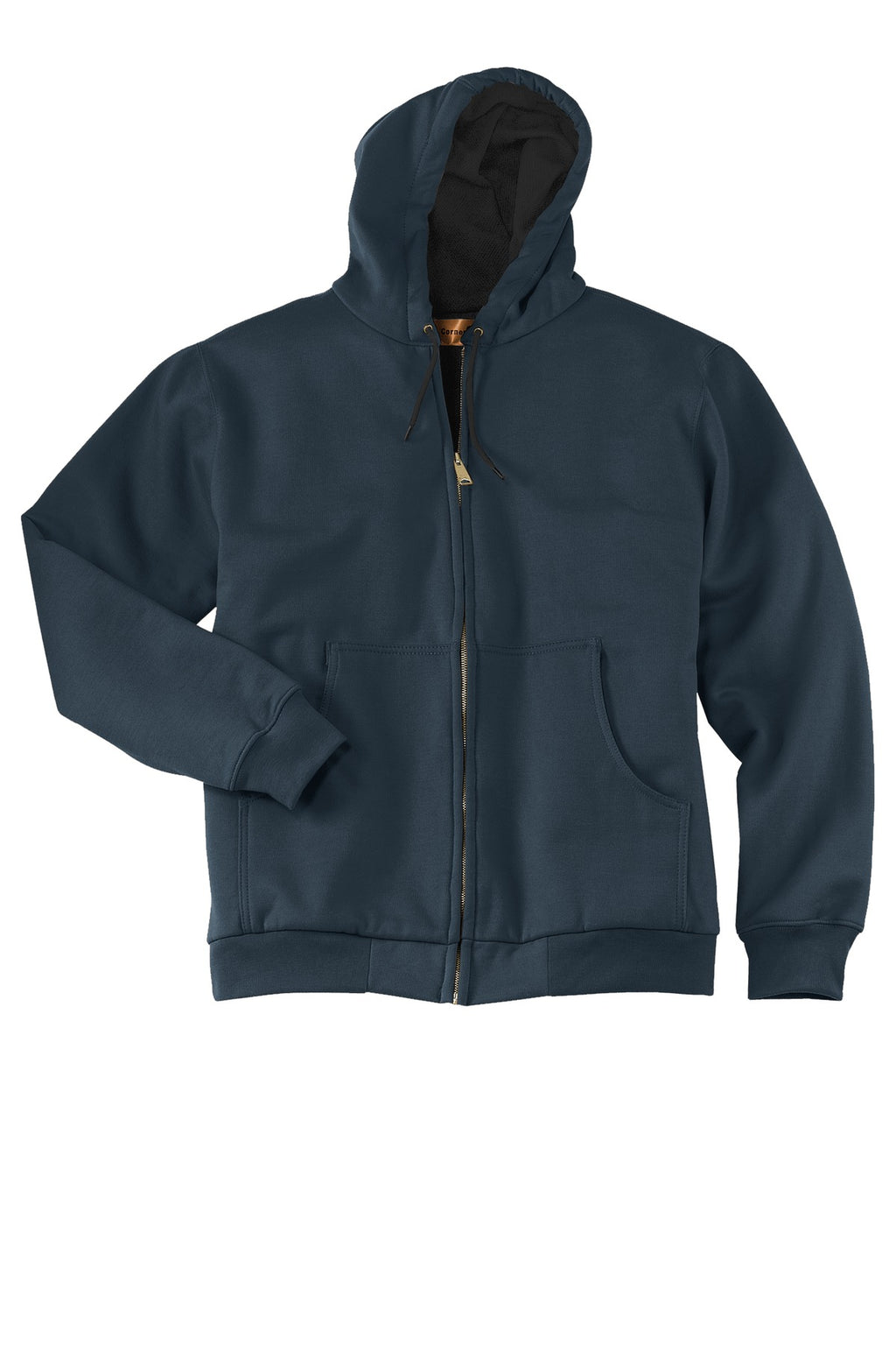 Front View of Navy CornerStone - Heavyweight Full-Zip Hooded Sweatshirt with Thermal Lining. CS620