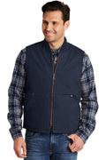 Front View of Navy CornerStone Washed Duck Cloth Vest. CSV40