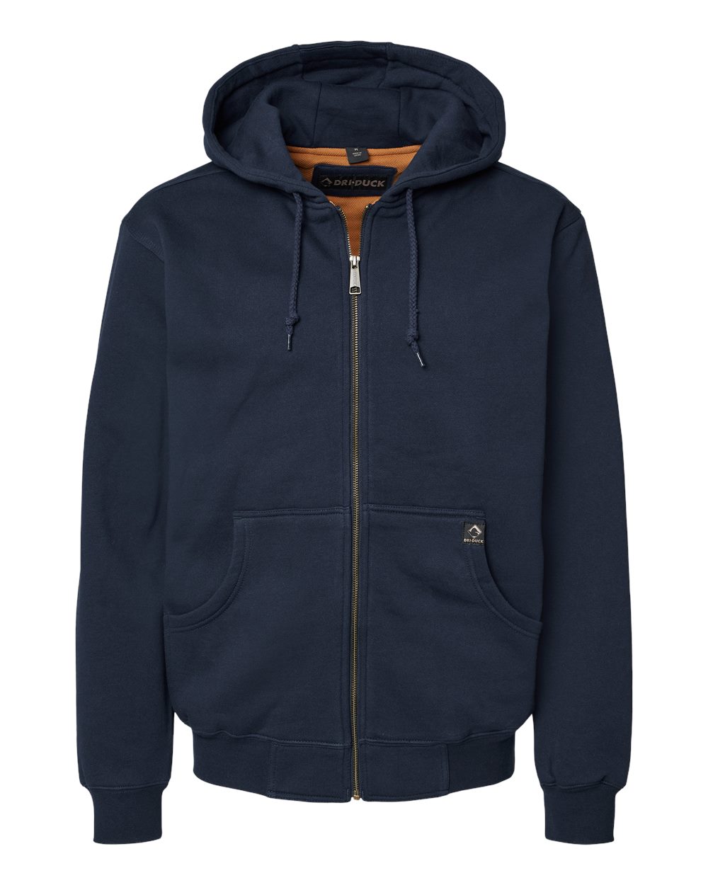 Front View of Navy Crossfire Heavyweight Power Fleece Hooded Jacket with Thermal Lining - 7033