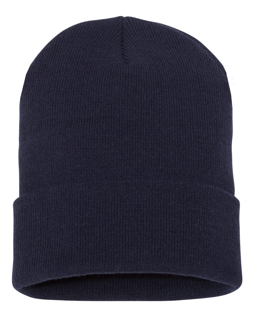 Front View of Navy Cuffed Beanie - 1501KC