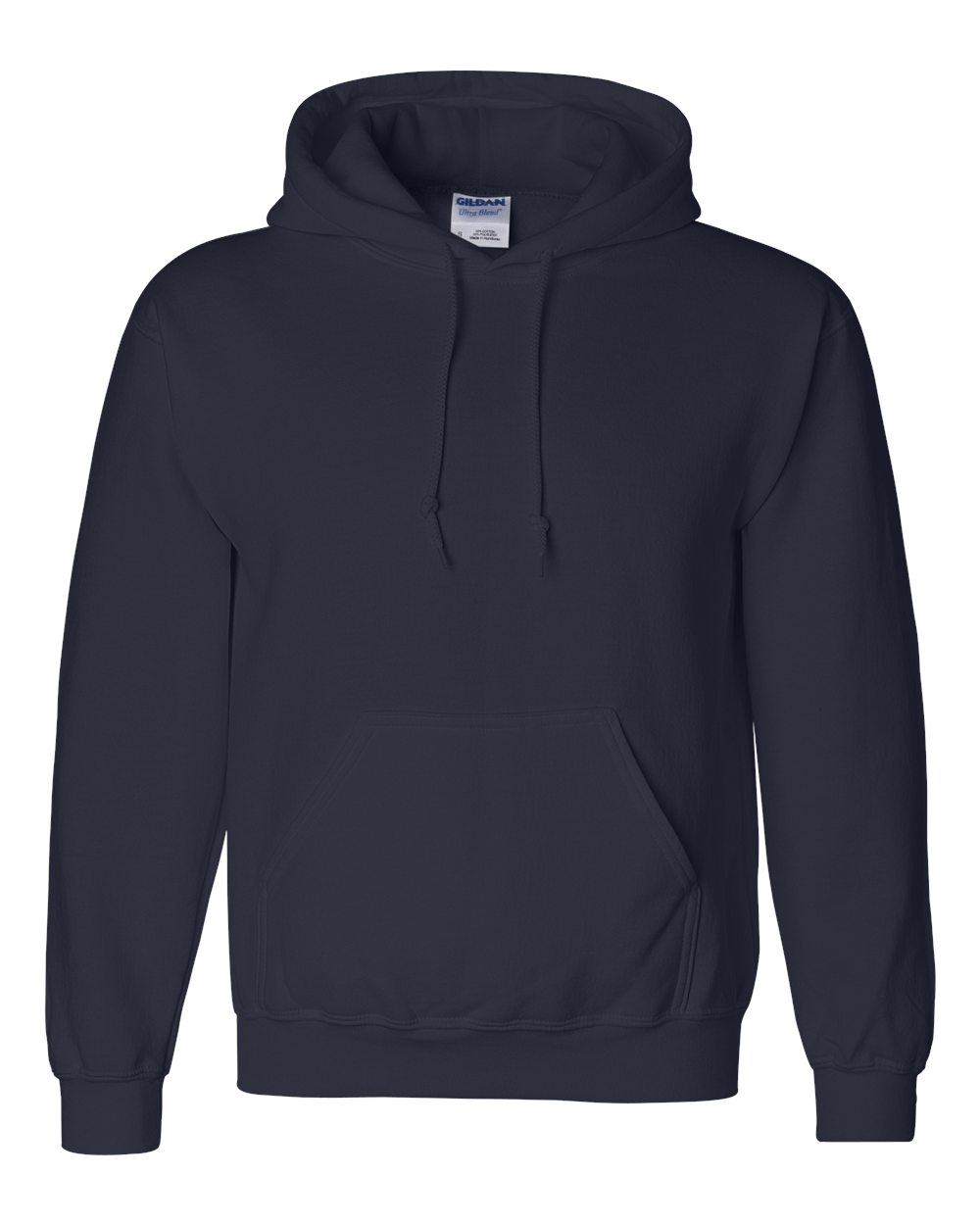 Front View of Navy DryBlend® Hooded Sweatshirt - 12500