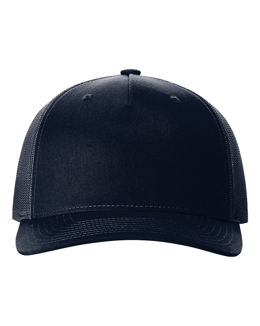 Front View of Navy Five-Panel Trucker Cap - 112FP