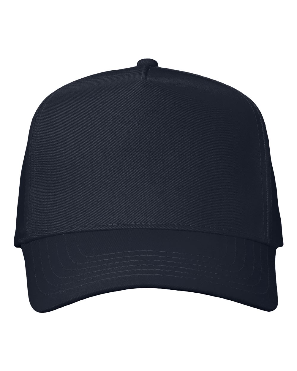Front View of Navy Five-Panel Twill Cap - 8869
