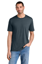 Front View of Navy Frost District Perfect Tri Tee. DM130