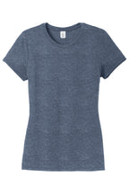 Front View of Navy Frost District Women's Perfect Tri Tee. DM130L