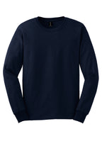 Front View of Navy Gildan - Ultra Cotton 100% US Cotton Long Sleeve T-Shirt. G2400