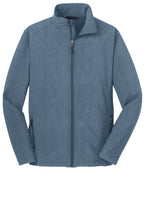 Front View of Navy Heather Port Authority Core Soft Shell Jacket. J317