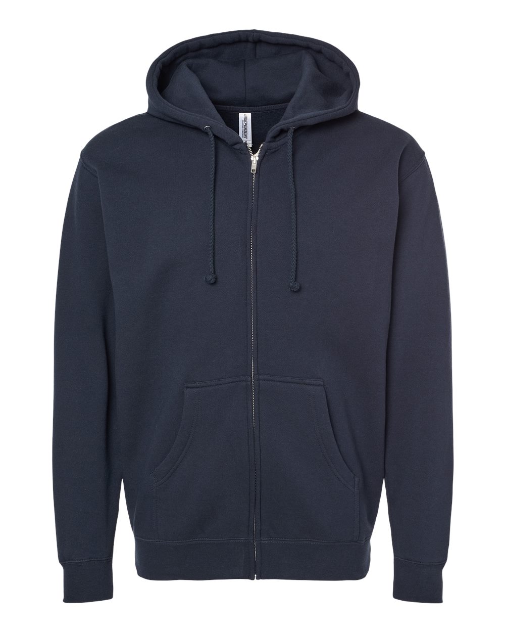 Front View of Navy Heavyweight Full-Zip Hooded Sweatshirt - IND4000Z