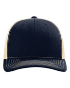 Front View of Navy/ Khaki Snapback Trucker Cap - 112