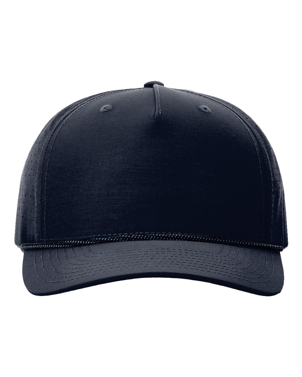 Front View of Navy/ Midnight Navy-Grey Blue Laser Perf Performance Rope Cap - 355