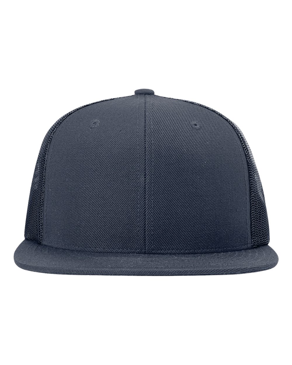 Front View of Navy/ Navy Wool Blend Flat Bill Trucker Cap - 511