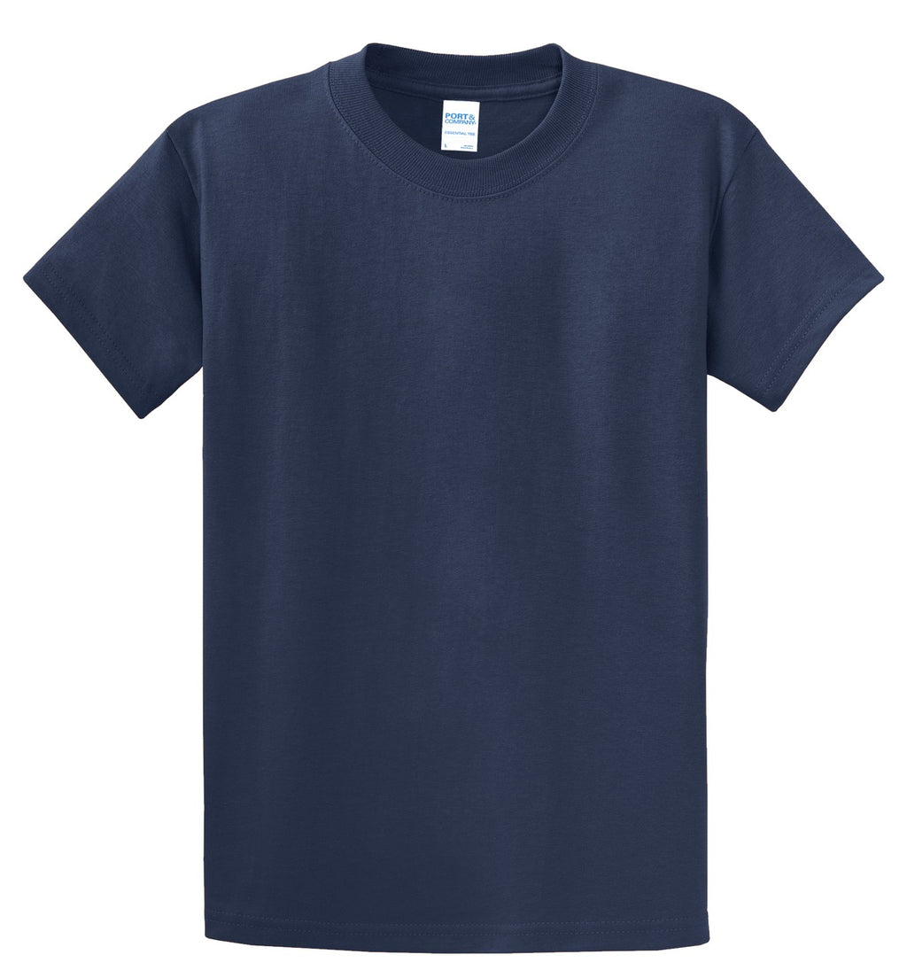 Front View of Navy Port & Co Essential Tee. PC61