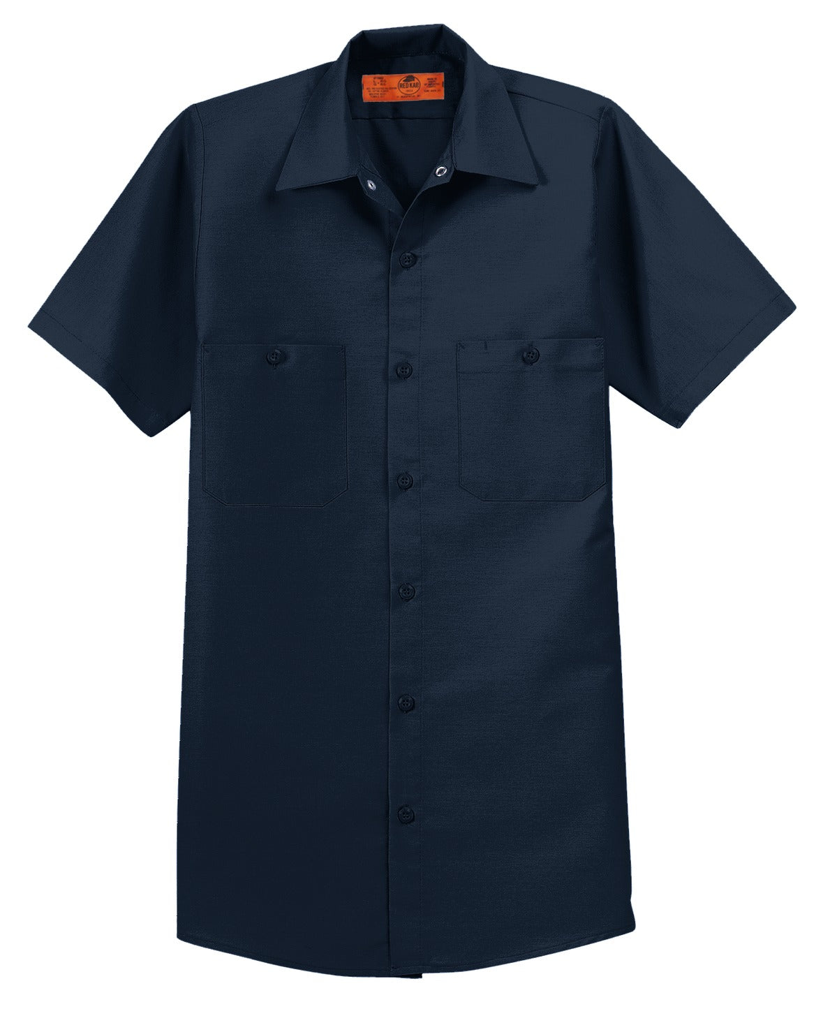 Front View of Navy Red Kap Short Sleeve Industrial Work Shirt. SP24