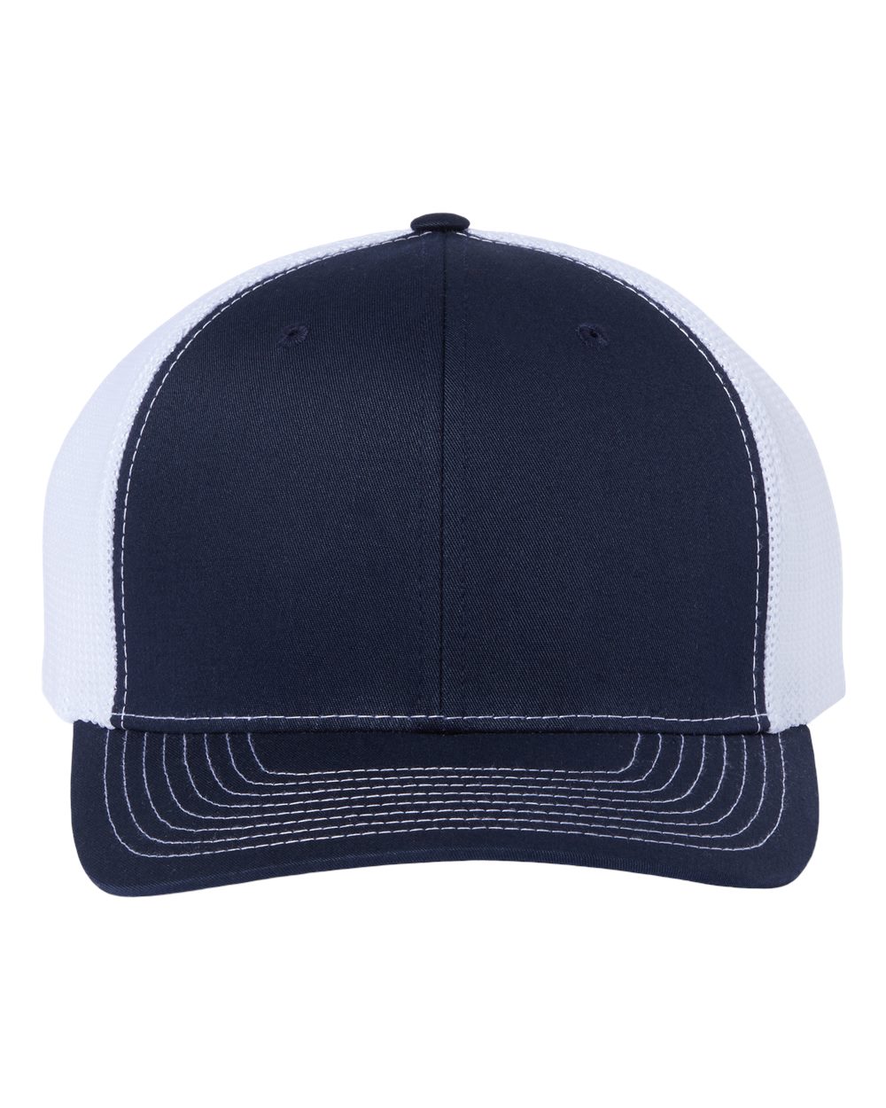 Front View of Navy/ White 112+ R-Flex Adjustable Trucker Cap - 112PL