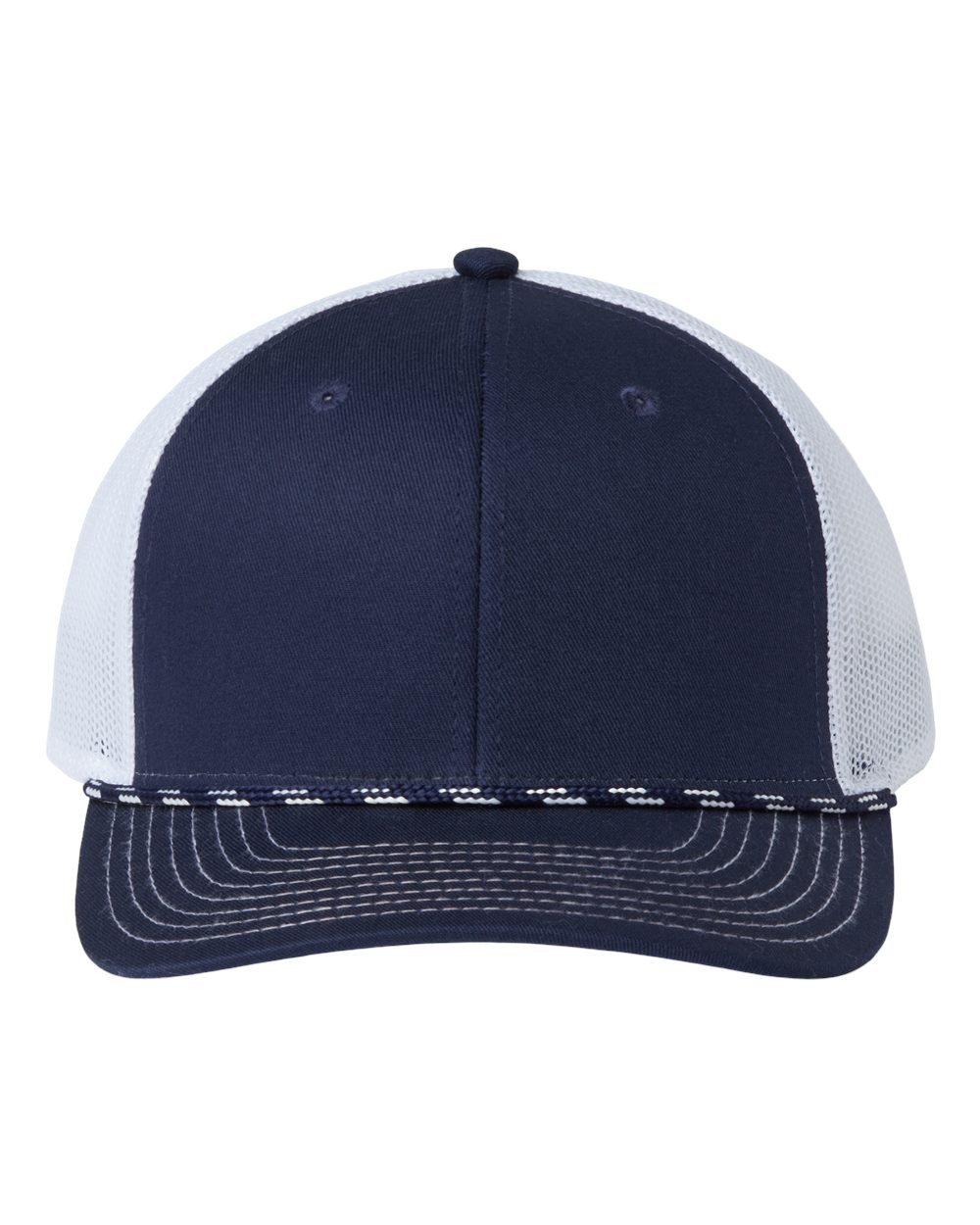 Front View of Navy/ White Everyday Rope Trucker Cap - GB452R